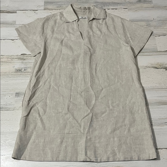 Madewell Linen Dress V-Neck - Picture 4 of 11